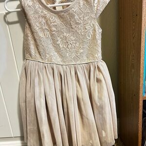 Nannette Cream Lace Bodice Tulle Skirt Dress